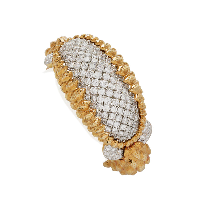 Macklowe Gallery David Webb New York Unique “Crosshatch” Diamond Bracelet 
