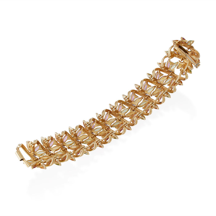 Macklowe Gallery Tiffany & Co. Jean Schlumberger Pink Tourmaline, Citrine and Peridot Flower Bracelet