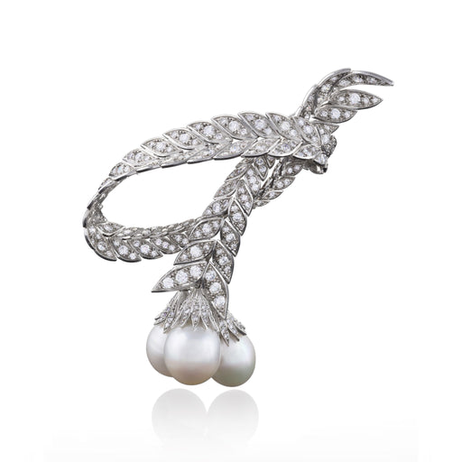 Macklowe Gallery Pierre Sterlé Diamond and South Sea Pearl Brooch