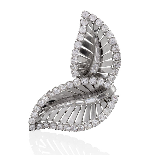 Macklowe Gallery Raymond Yard Diamond Double Leaf Brooch