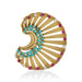 Macklowe Gallery Janca Turquoise and Ruby Gold Fan Brooch