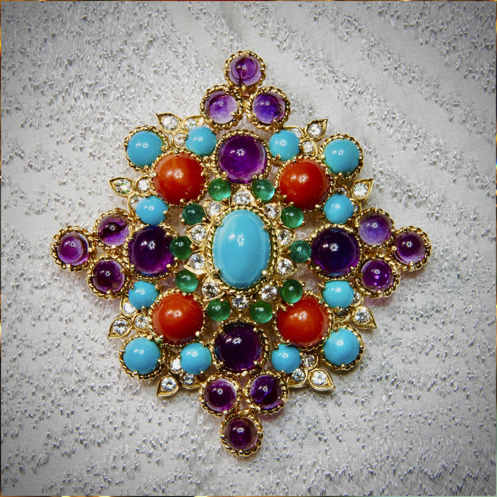 Macklowe Gallery Henry Dunay Multi-Gemstone Brooch