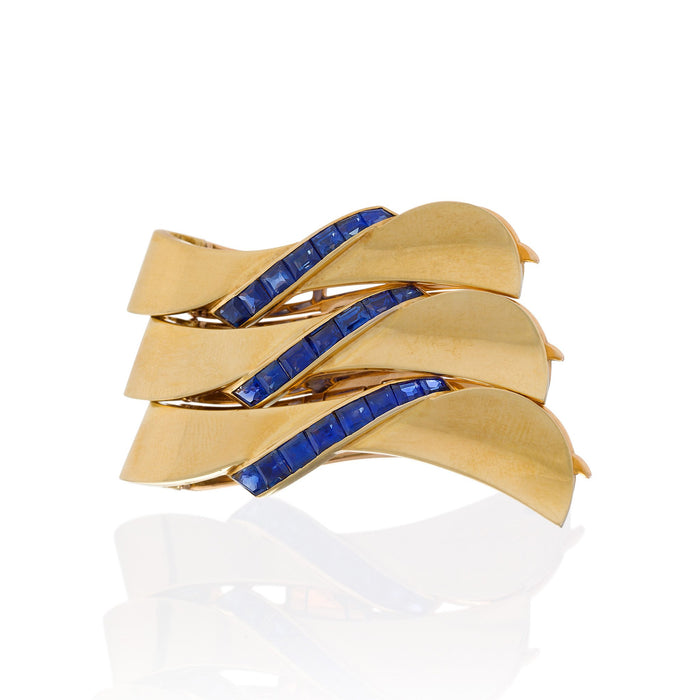Macklowe Gallery Van Cleef & Arpels “Joined Wave” Sapphire Brooch