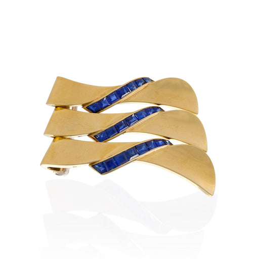 Macklowe Gallery Van Cleef & Arpels “Joined Wave” Sapphire Brooch