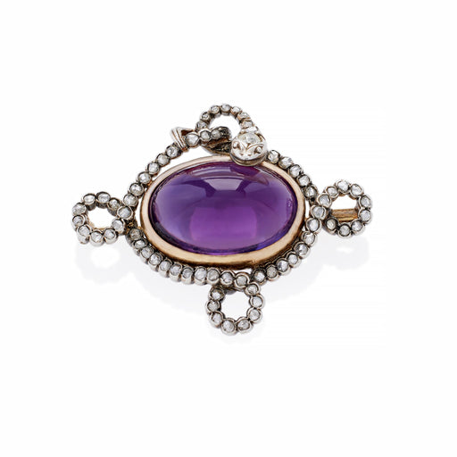 Macklowe Gallery Amethyst and Rose-cut Diamond Serpent Brooch