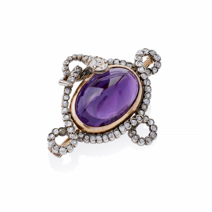 Macklowe Gallery Amethyst and Rose-cut Diamond Serpent Brooch