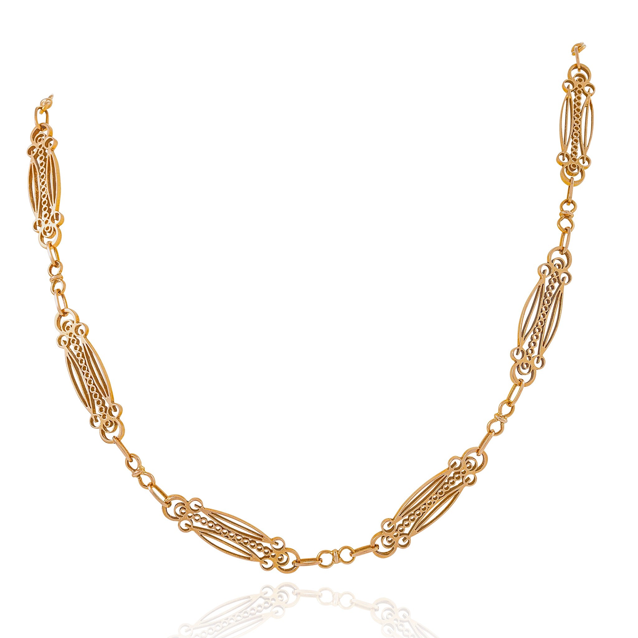 Macklowe Gallery Gold Fancy Link Long Chain Necklace MackloweGallery