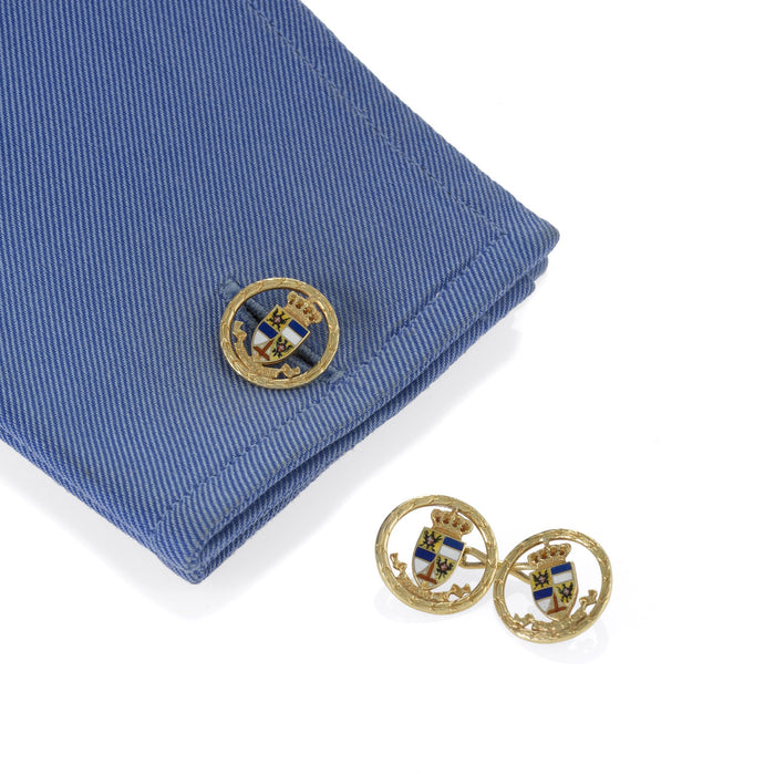 Coat of Arms Shield Yellow Gold Cufflinks