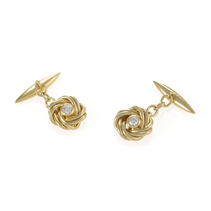 Macklowe Gallery Gold and Diamond Sailor's Knot Cuff Links 