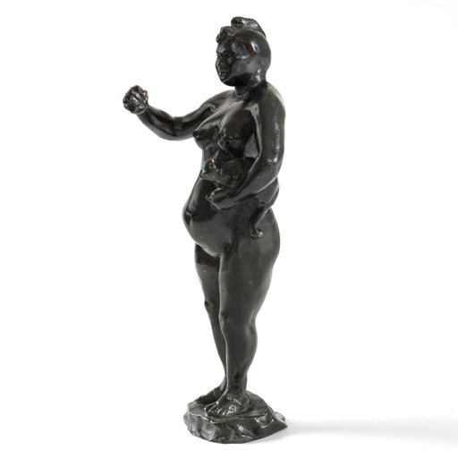 Macklowe Gallery François-Rupert Carabin "Woman and Cat" Patinated Bronze Sculpture