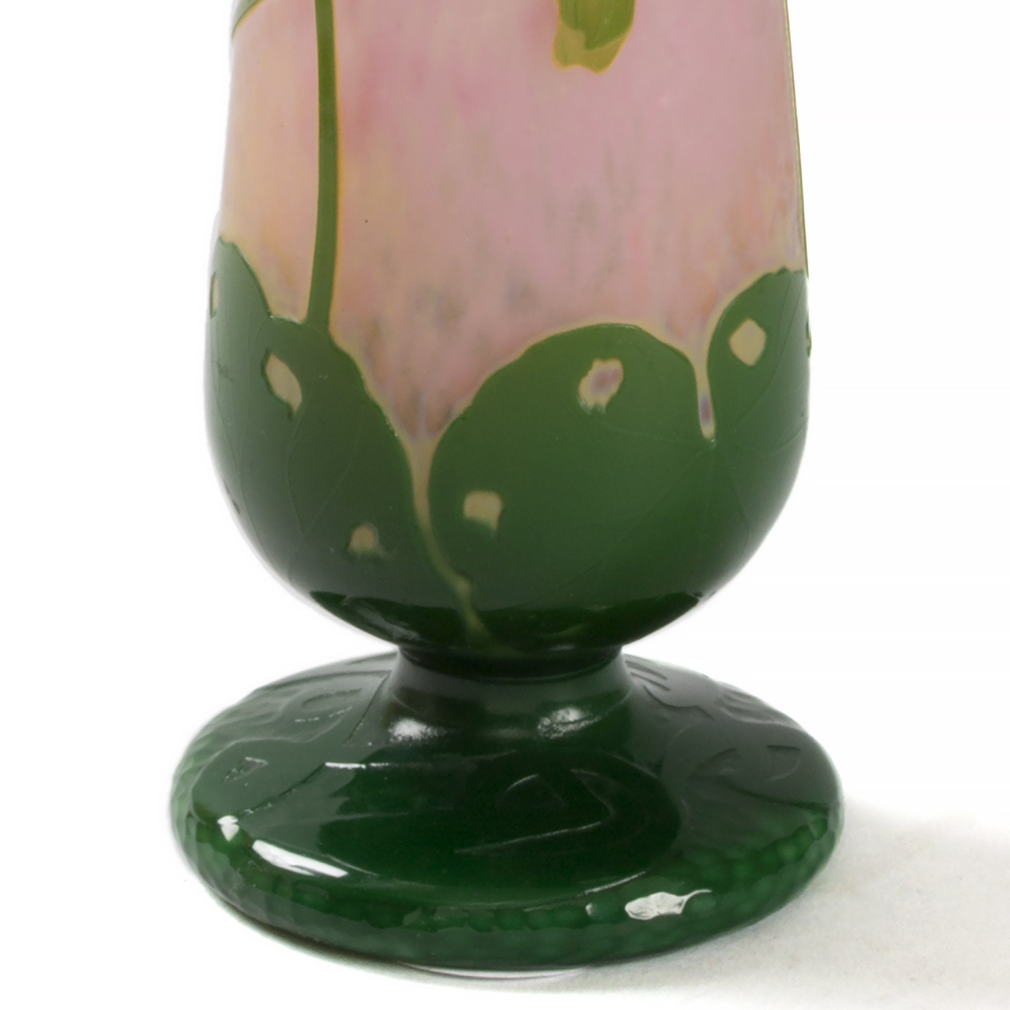 Macklowe Gallery | Daum Nancy Cyclamen Glass Vase with Handles