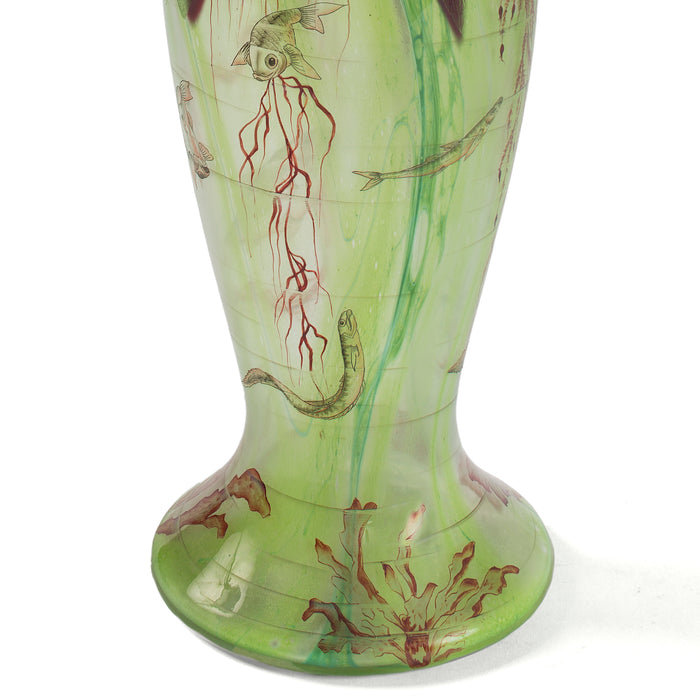 Daum Nancy "Algues et Poissons" Enamel and Cameo Glass Vase