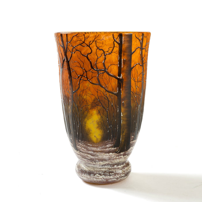 Macklowe Gallery Daum Nancy "Paysage d'hiver" Cameo Glass Vase