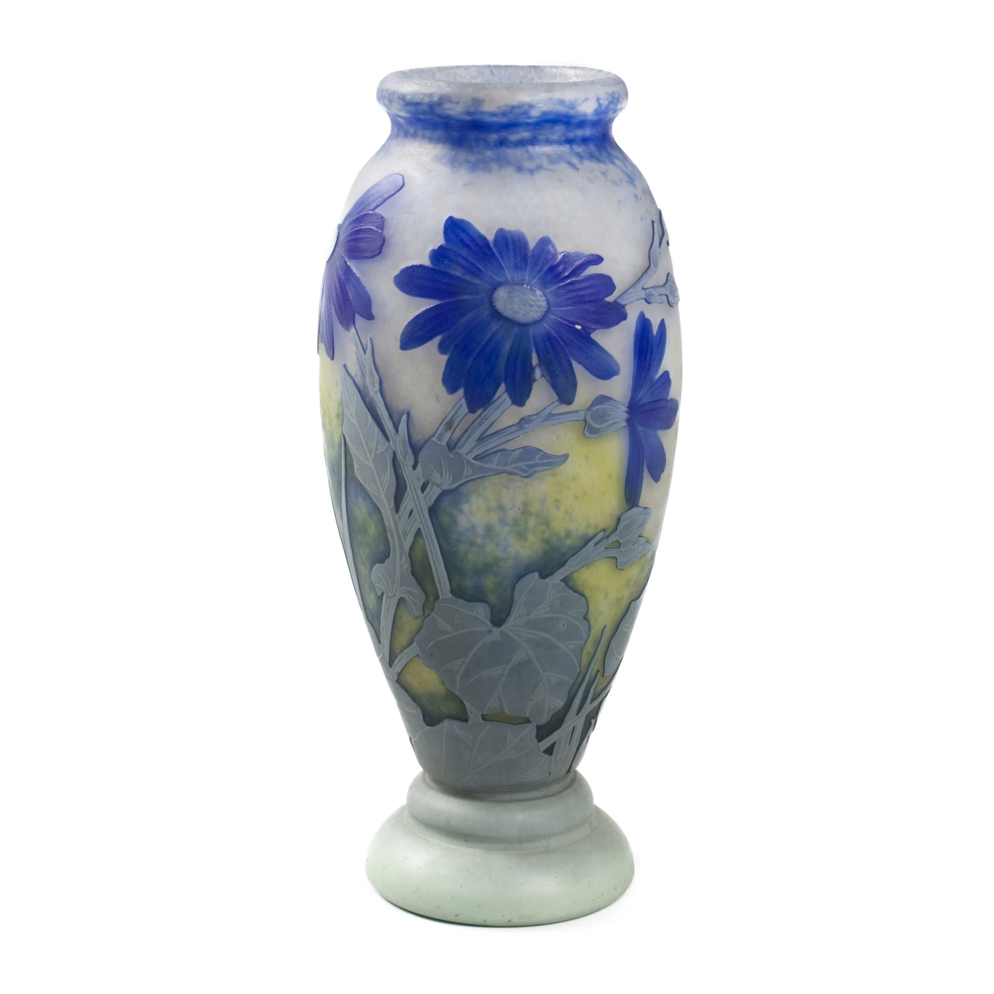 Macklowe Gallery | Daum Nancy Blue Cornflower Cameo Glass Vase