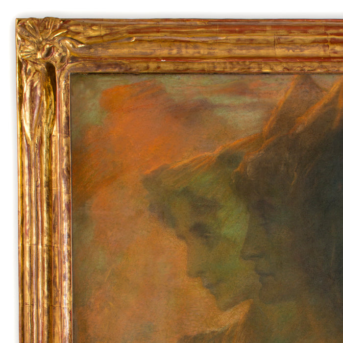 Lucien Levy-Dhurmer "Two Faithful Hearts" Pastel