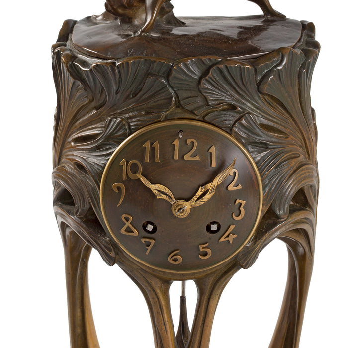 Maurice Dufrène Patinated Bronze Dancing Figures Clock