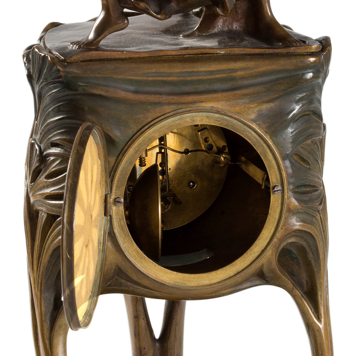 Maurice Dufrène Patinated Bronze Dancing Figures Clock