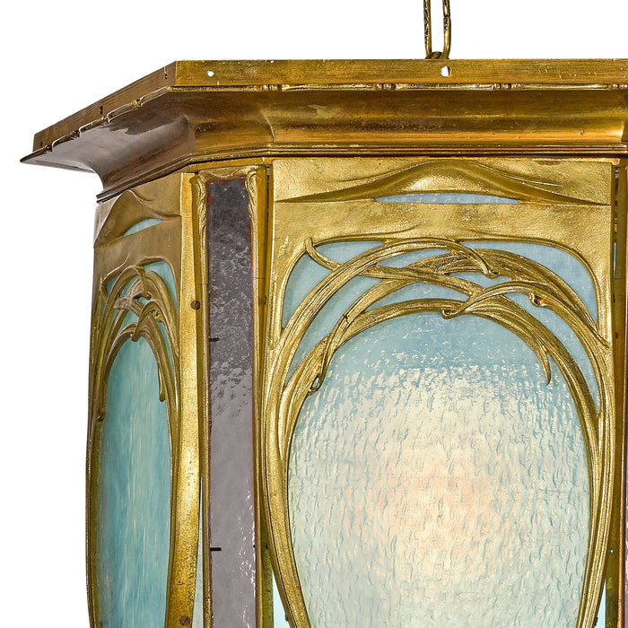 Macklowe Gallery Hector Guimard Gilt Bronze and Glass Lantern Chandelier