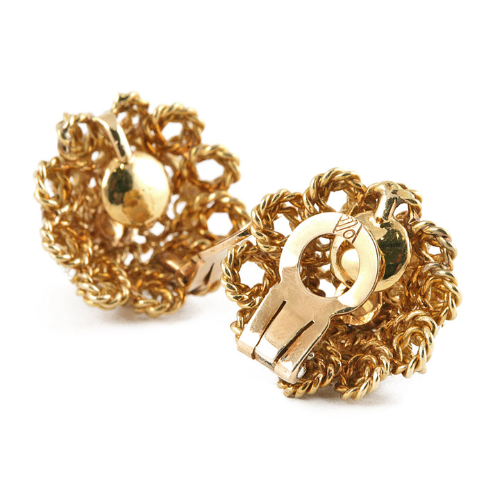 Macklowe Gallery Marianne Ostier Gold and Diamond Flower Earrings