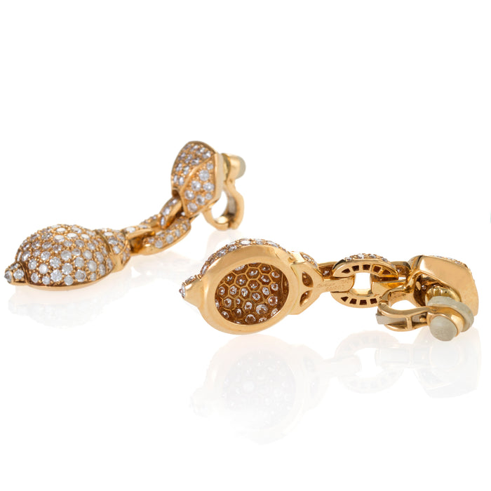 Macklowe Gallery Cartier Gold and Diamond Pendant Earrings