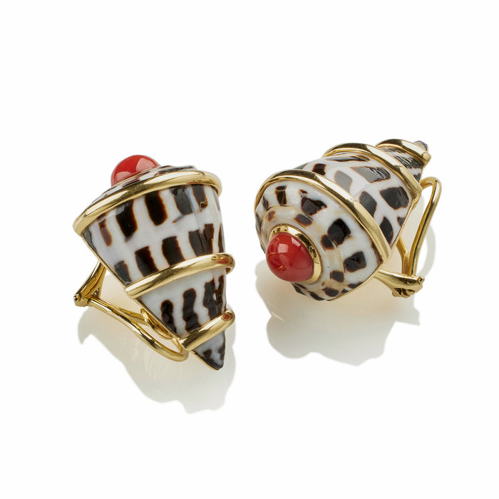 Macklowe Gallery Trianon New York Conus Ebraus Shell Clip Earrings