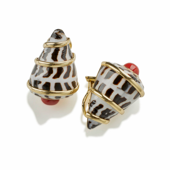 Macklowe Gallery Trianon New York Conus Ebraus Shell Clip Earrings