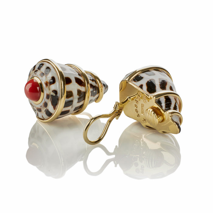 Macklowe Gallery Trianon New York Conus Ebraus Shell Clip Earrings