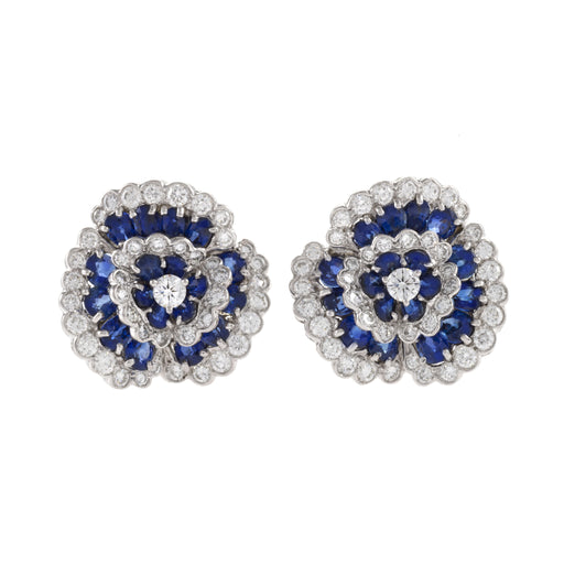 Macklowe Gallery Van Cleef & Arpels Sapphire and Diamond “Camellia” Earrings