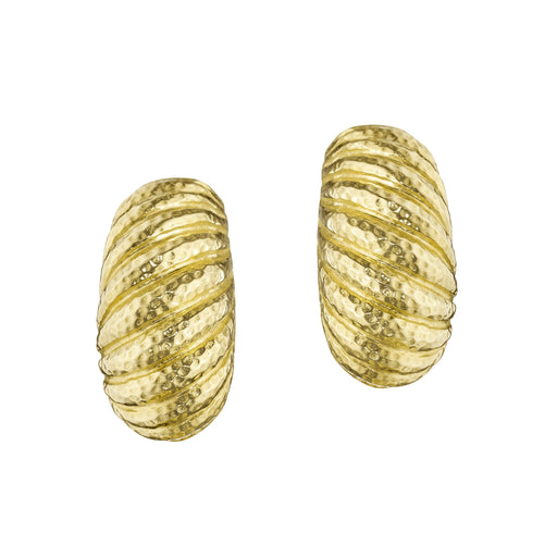 Macklowe Gallery David Webb Hammered Gold Half Hoop Earrings