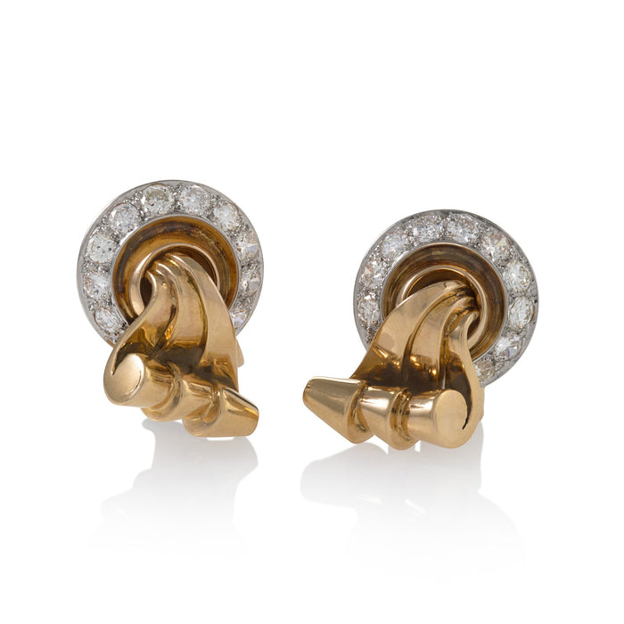 Macklowe Gallery Gold and Diamond Scroll Earrings