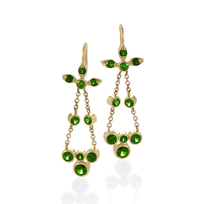 Macklowe Gallery Gold and Green Tsavorite Garnet Flexible Drop Earrings