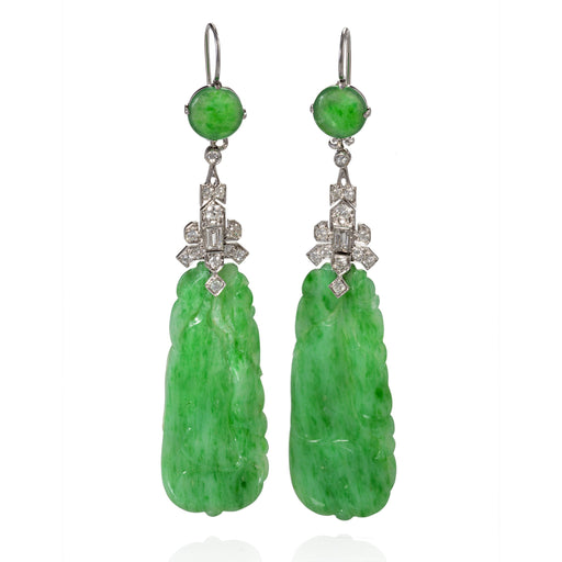 Macklowe Gallery Jadeite and Diamond Pendant Earrings