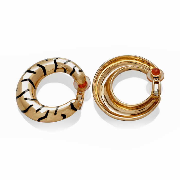 Macklowe Gallery Cartier Paris Tiger Stripe Hoop Earrings MackloweGallery