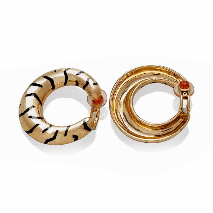 Macklowe Gallery Cartier Paris Tiger Stripe Hoop Earrings 