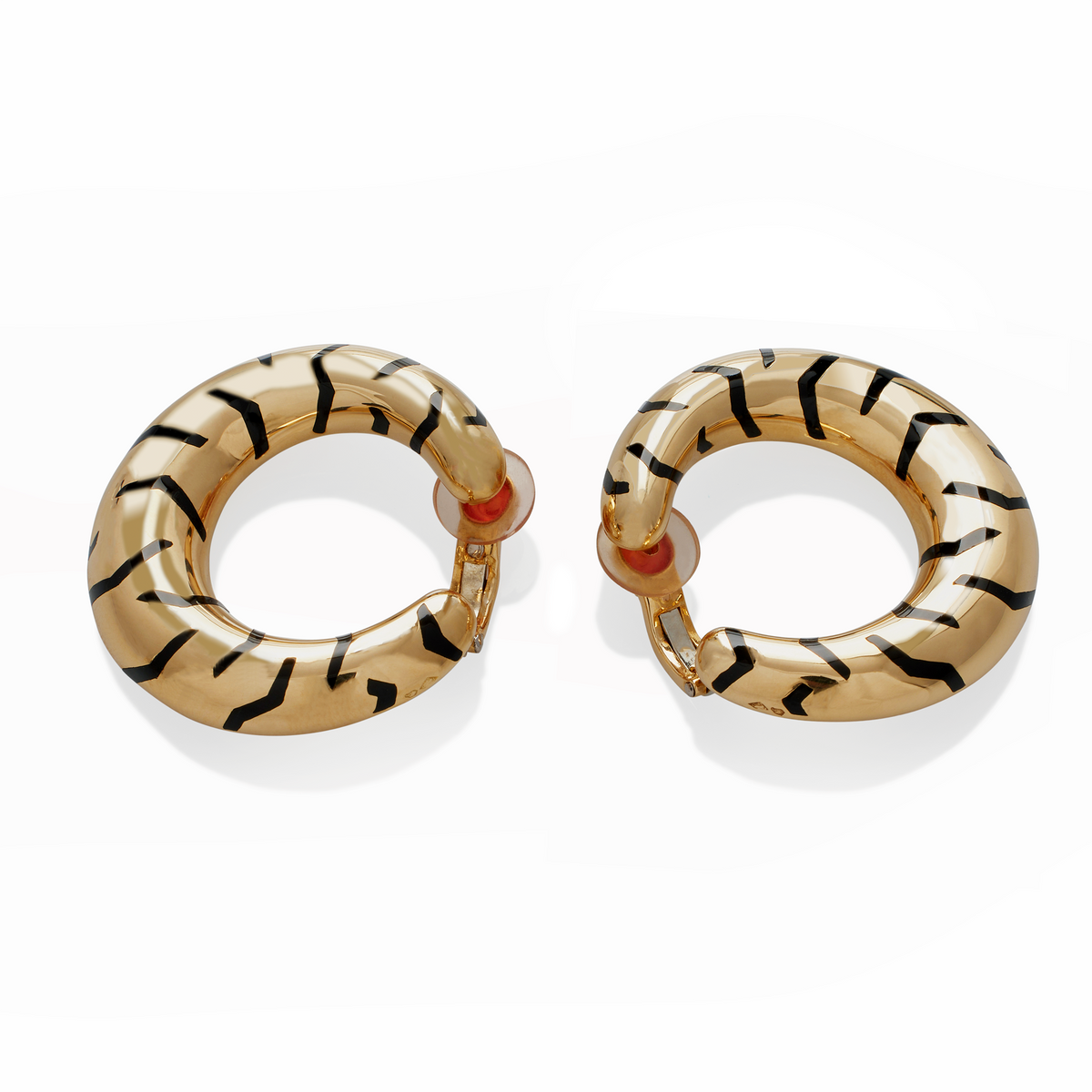 Macklowe Gallery Cartier Paris Tiger Stripe Hoop Earrings MackloweGallery