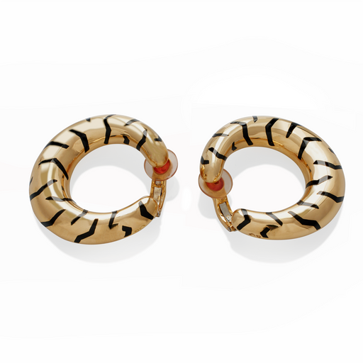 Macklowe Gallery Cartier Paris Tiger Stripe Hoop Earrings 