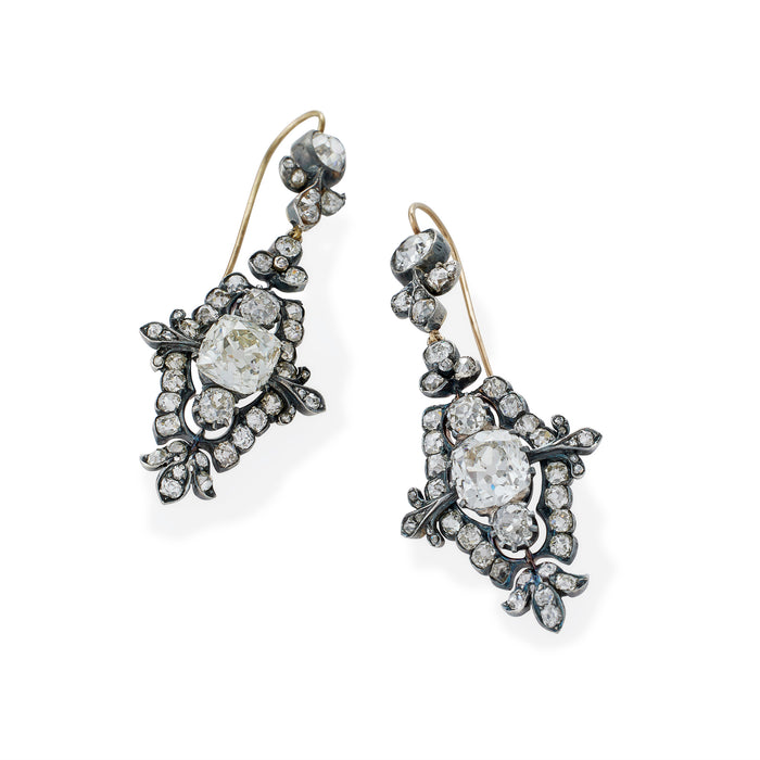 Macklowe Gallery Old Mine-cut Diamond Pendant Earrings