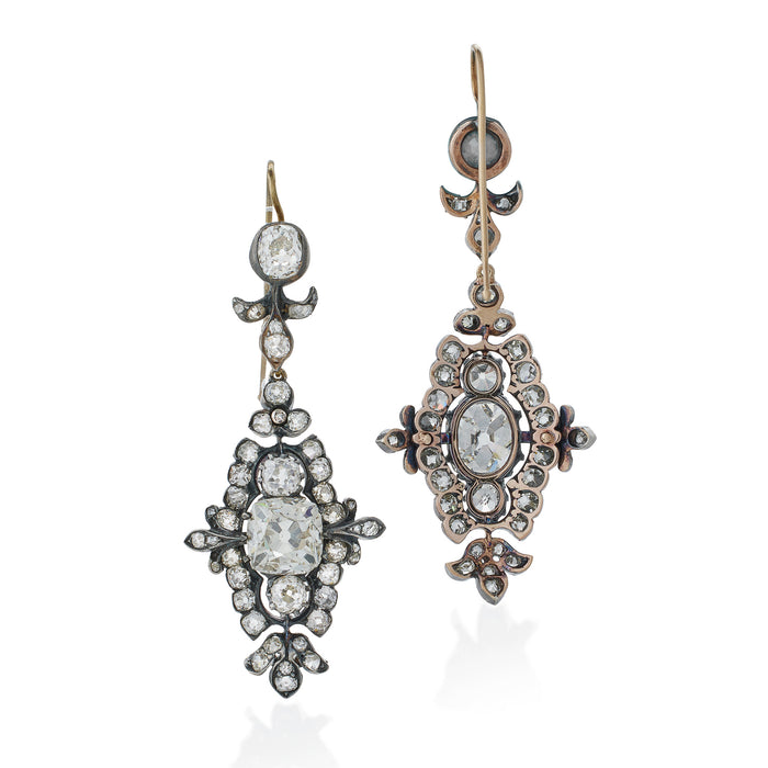 Macklowe Gallery Old Mine-cut Diamond Pendant Earrings