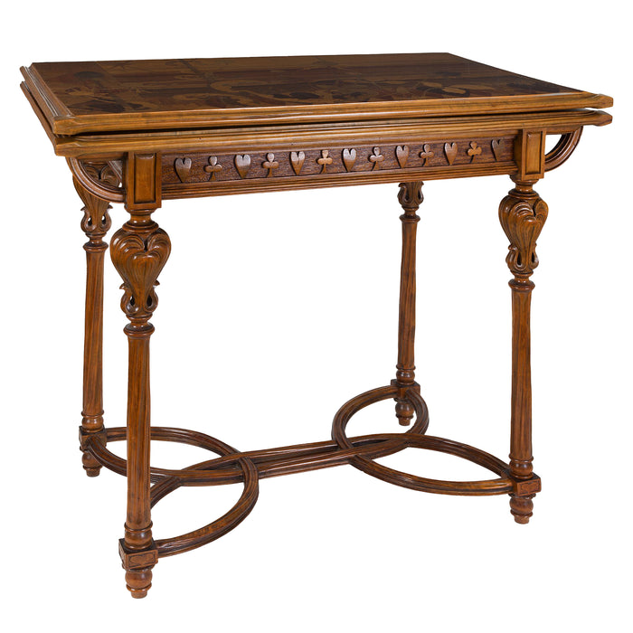 Émile Gallé "Thistle" Fruitwood Marquetry Games Table