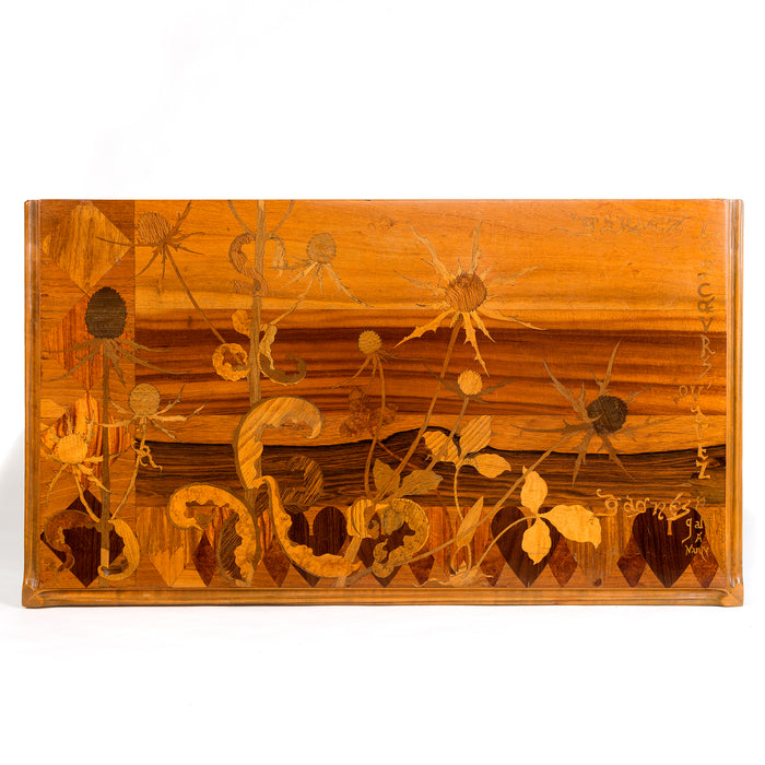 Macklowe Gallery Émile Gallé "Thistle" Fruitwood Marquetry Games Table