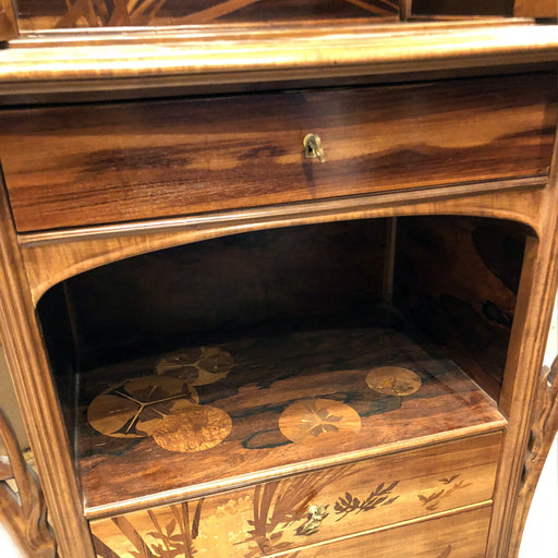 Macklowe Gallery Émile Gallé French Walnut and Fruitwood Marquetry Vitrine