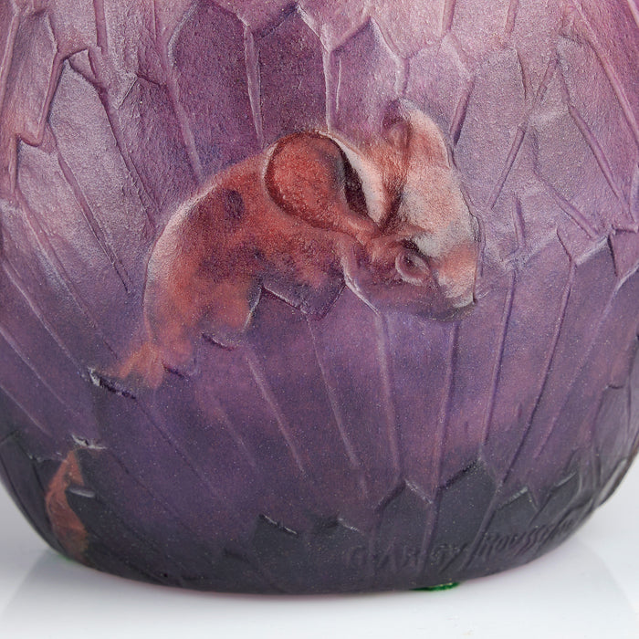 Macklowe Gallery Gabriel Argy-Rousseau "Ecureuils Dans L'Herbe" Pâte de Verre Glass Vase