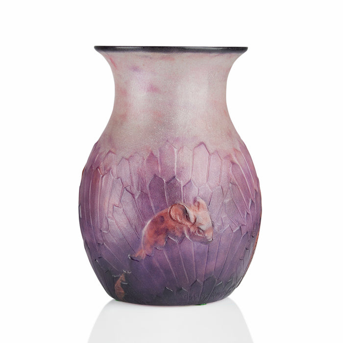 Macklowe Gallery Gabriel Argy-Rousseau "Ecureuils Dans L'Herbe" Pâte de Verre Glass Vase