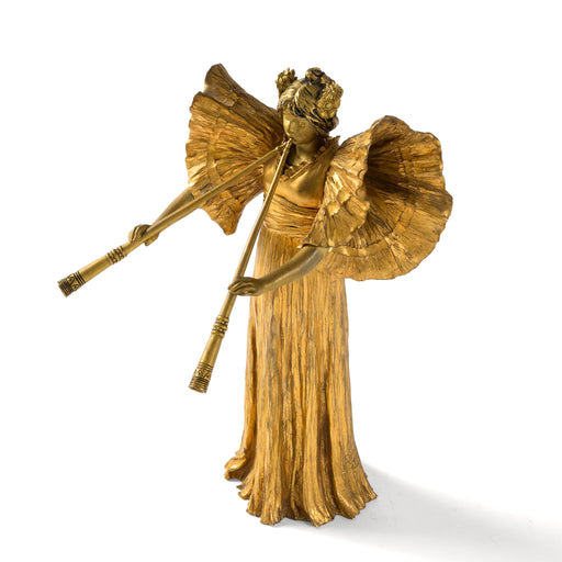Macklowe Gallery Agathon Léonard "Joueuse aux Pipeaux" Gilt Bronze Sculpture