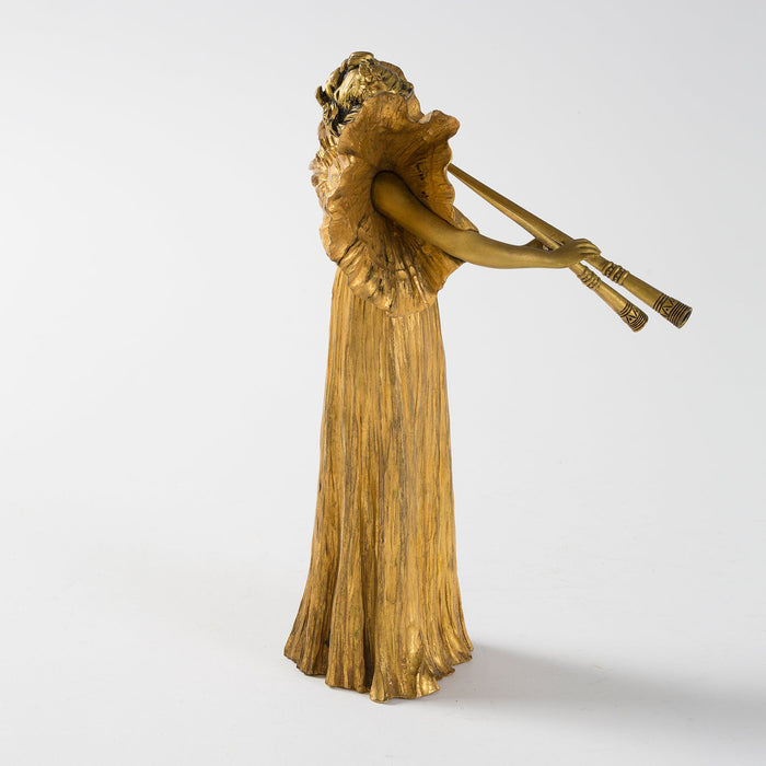 Macklowe Gallery Agathon Léonard "Joueuse aux Pipeaux" Gilt Bronze Sculpture