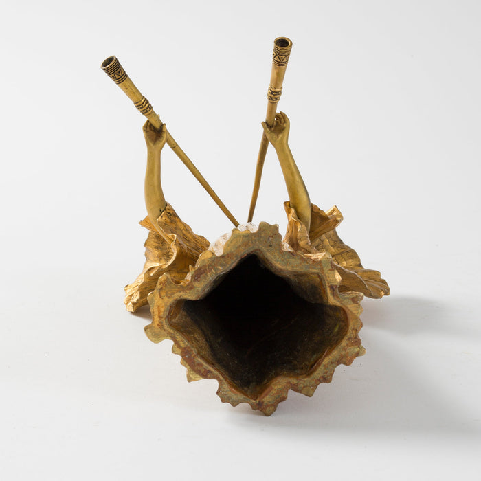 Macklowe Gallery Agathon Léonard "Joueuse aux Pipeaux" Gilt Bronze Sculpture