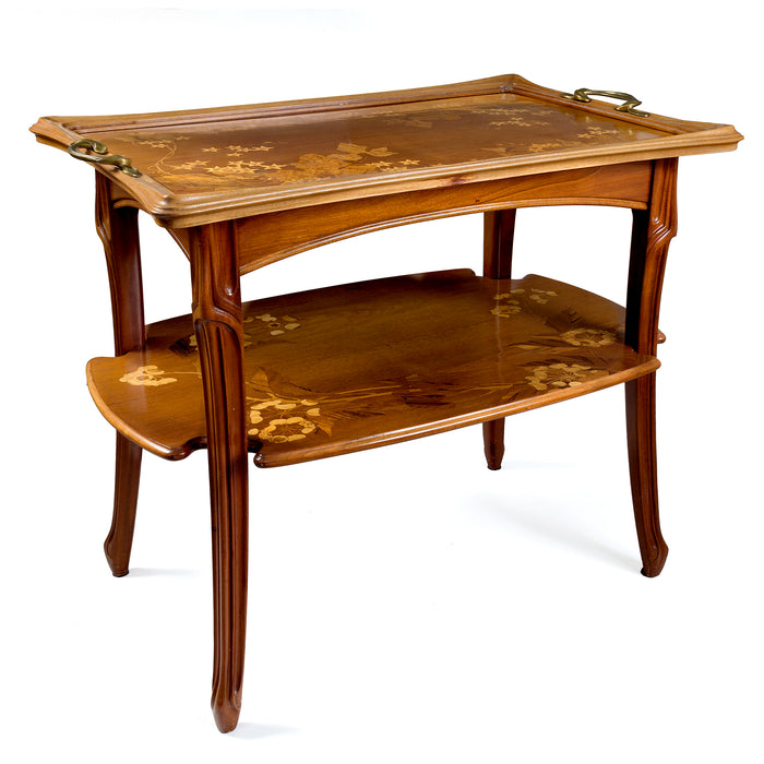 Louis Majorelle Two-Tiered Fruitwood Marquetry Table