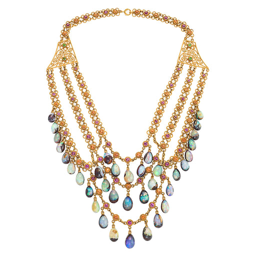 Macklowe Gallery Boulder Opal and Multi-Color Garnet Necklace