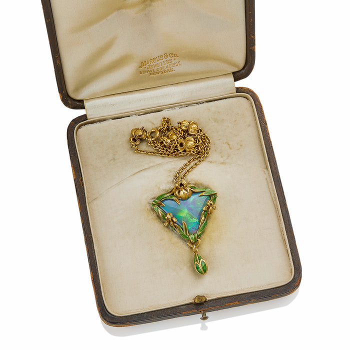 Macklowe Gallery Marcus & Co. Black Opal and Enamel Pendant Necklace