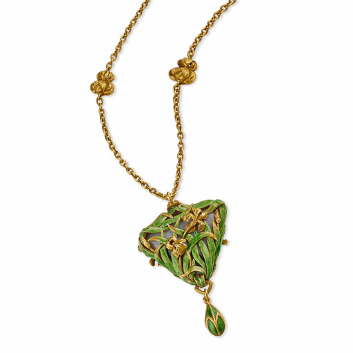 Macklowe Gallery Marcus & Co. Black Opal and Enamel Pendant Necklace